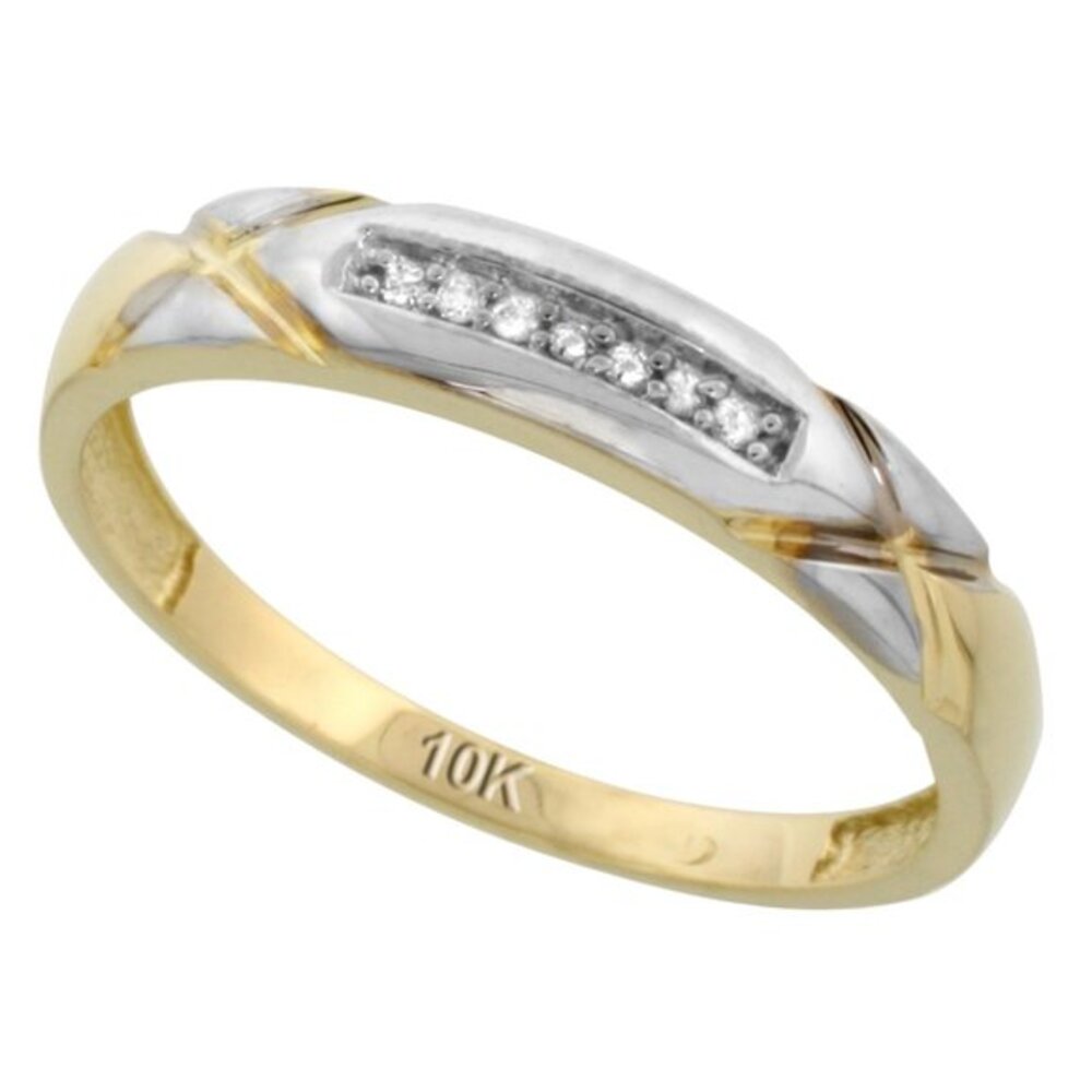 4mm 10K Gold diamond Wedding Band